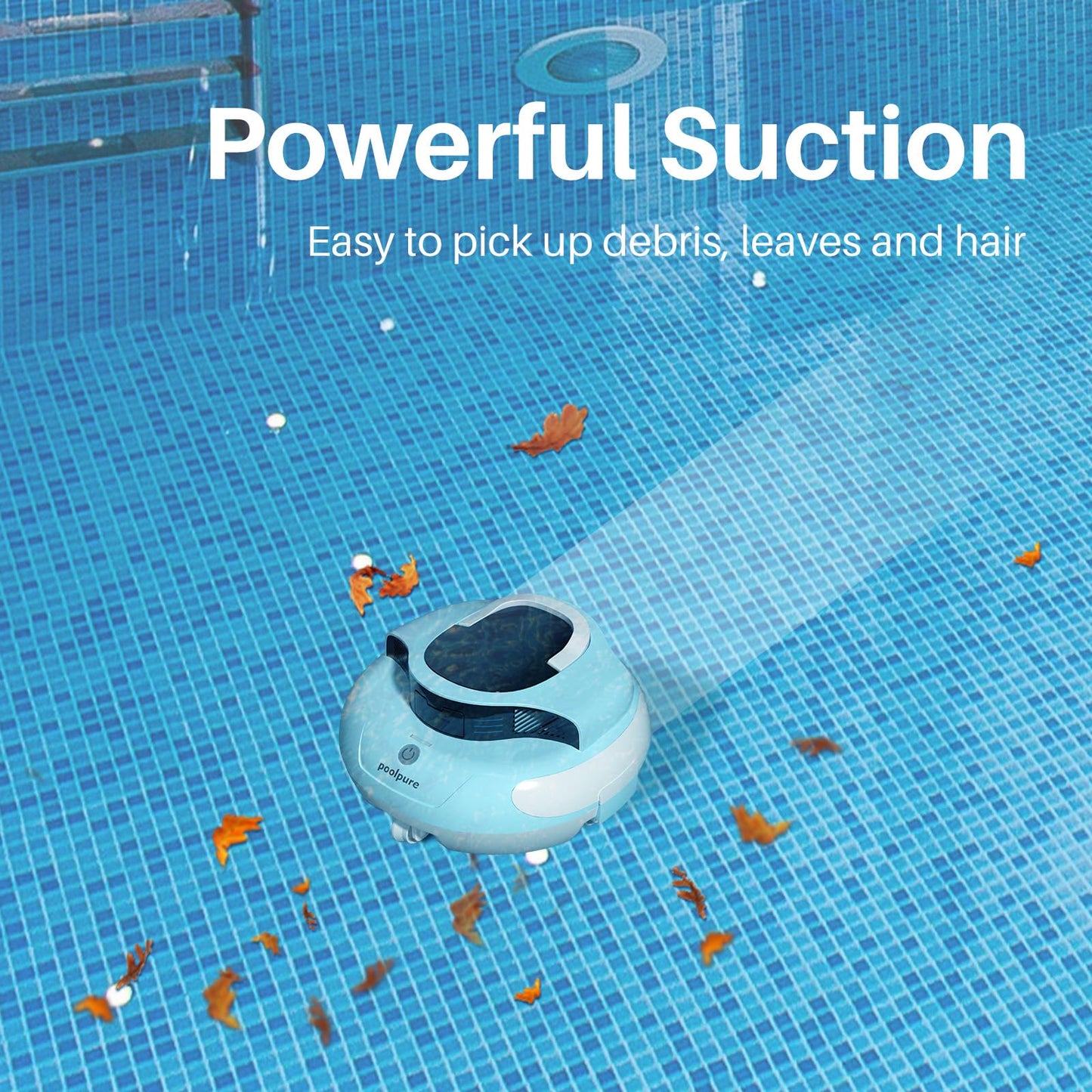 AquaGuard SE III Cord-Free Robotic Pool Cleaner with Dual 30w Motors, Self-Parking, Ideal for Pools Up to 40 Feet, 100-Minute Runtime, Pool Vacuum Robot, 2025 Upgrade (White Blue)