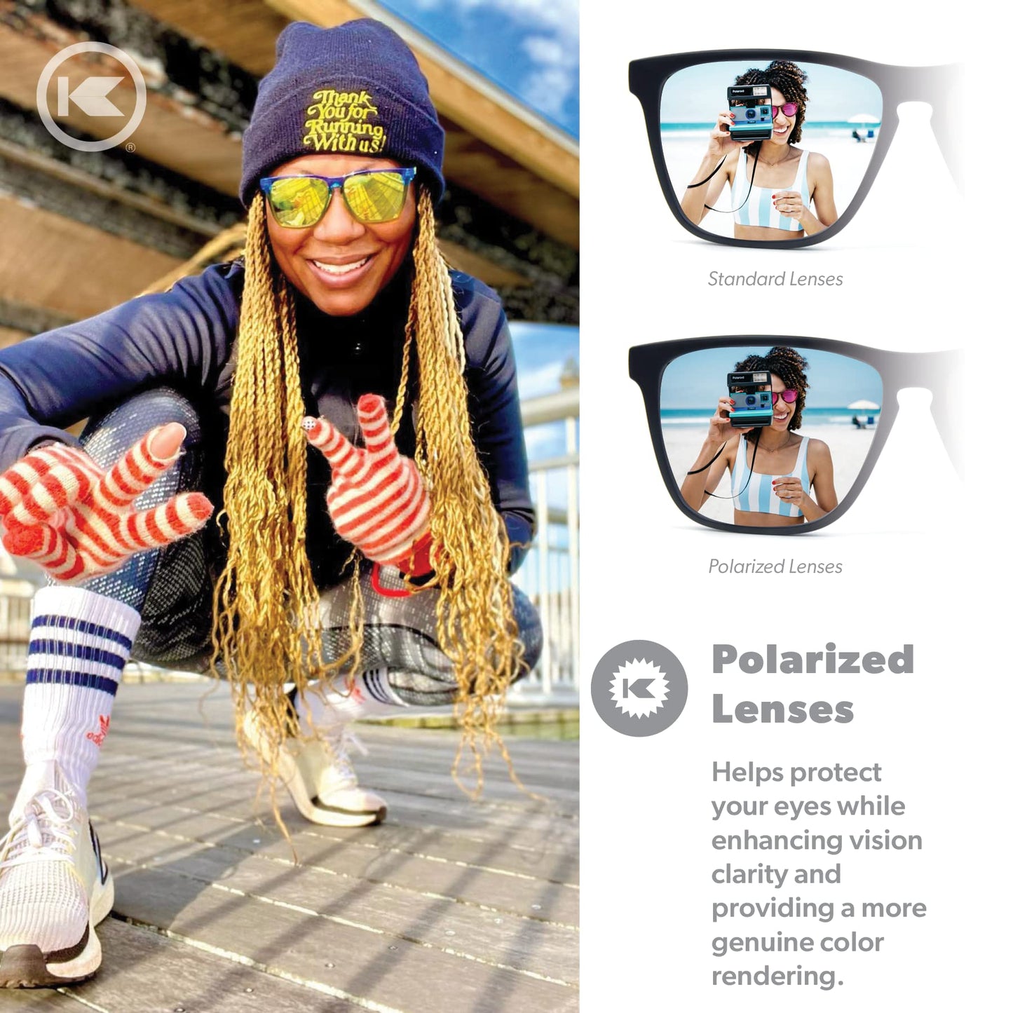 Knockaround Fast Lanes Sport - Polarized Running Sunglasses for Women & Men - Impact Resistant Lenses & Full UV400 Protection, Cool Runnings
