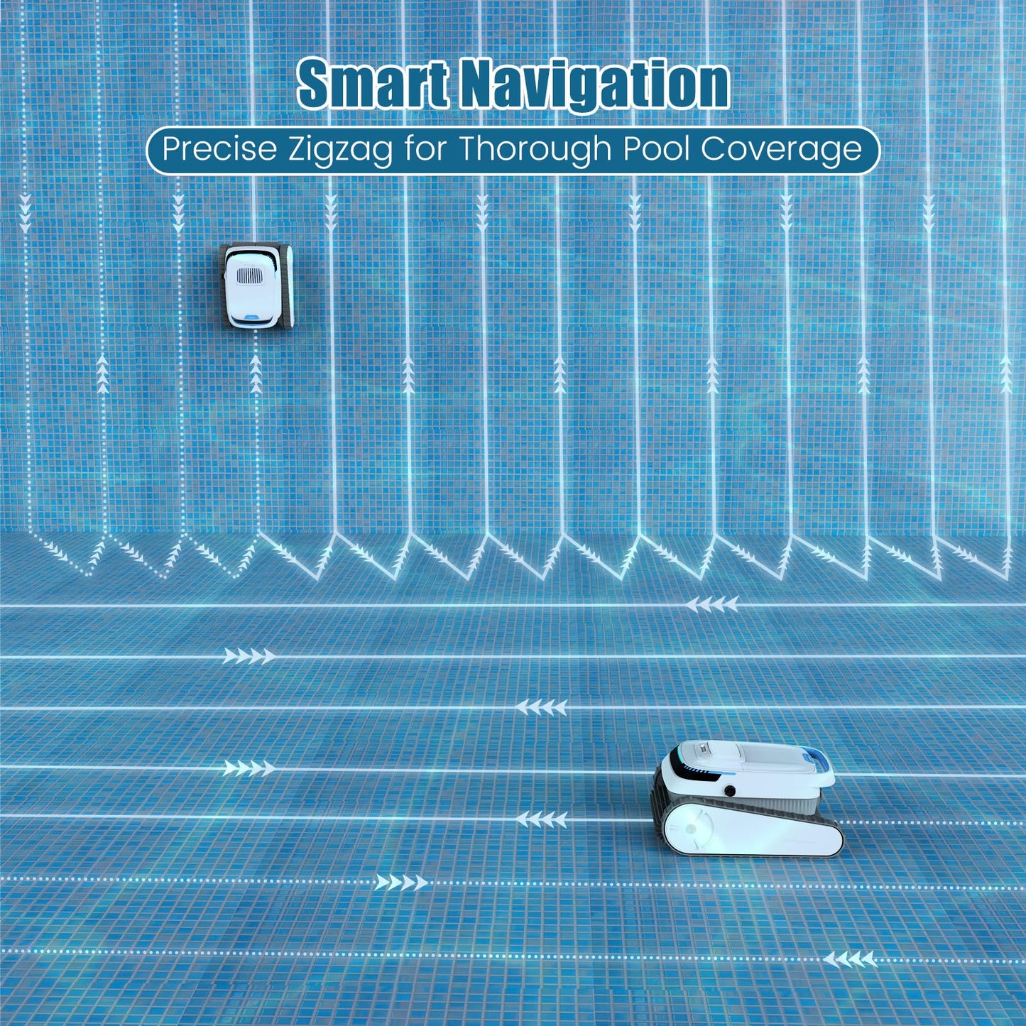 BOTLUXE Pool Vacuum for Inground Pools and Above Ground Pools, Wall Climbing Pool Cleaner Robot, 45000 Pa Power, Smart Navigation, Ideal Pool Vacuum Robot for Wall, Waterline, Floor.