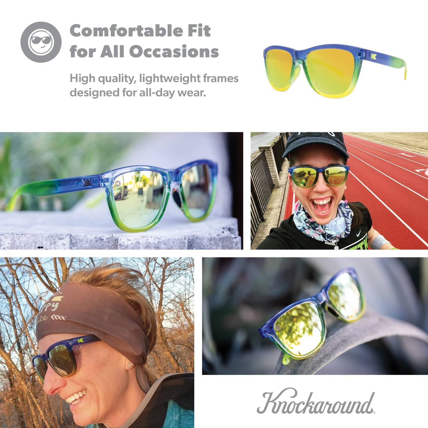 Knockaround Premiums Sport - Polarized Running Sunglasses for Women & Men - Impact Resistant Lenses & Full UV400 Protection, Cool Runnings