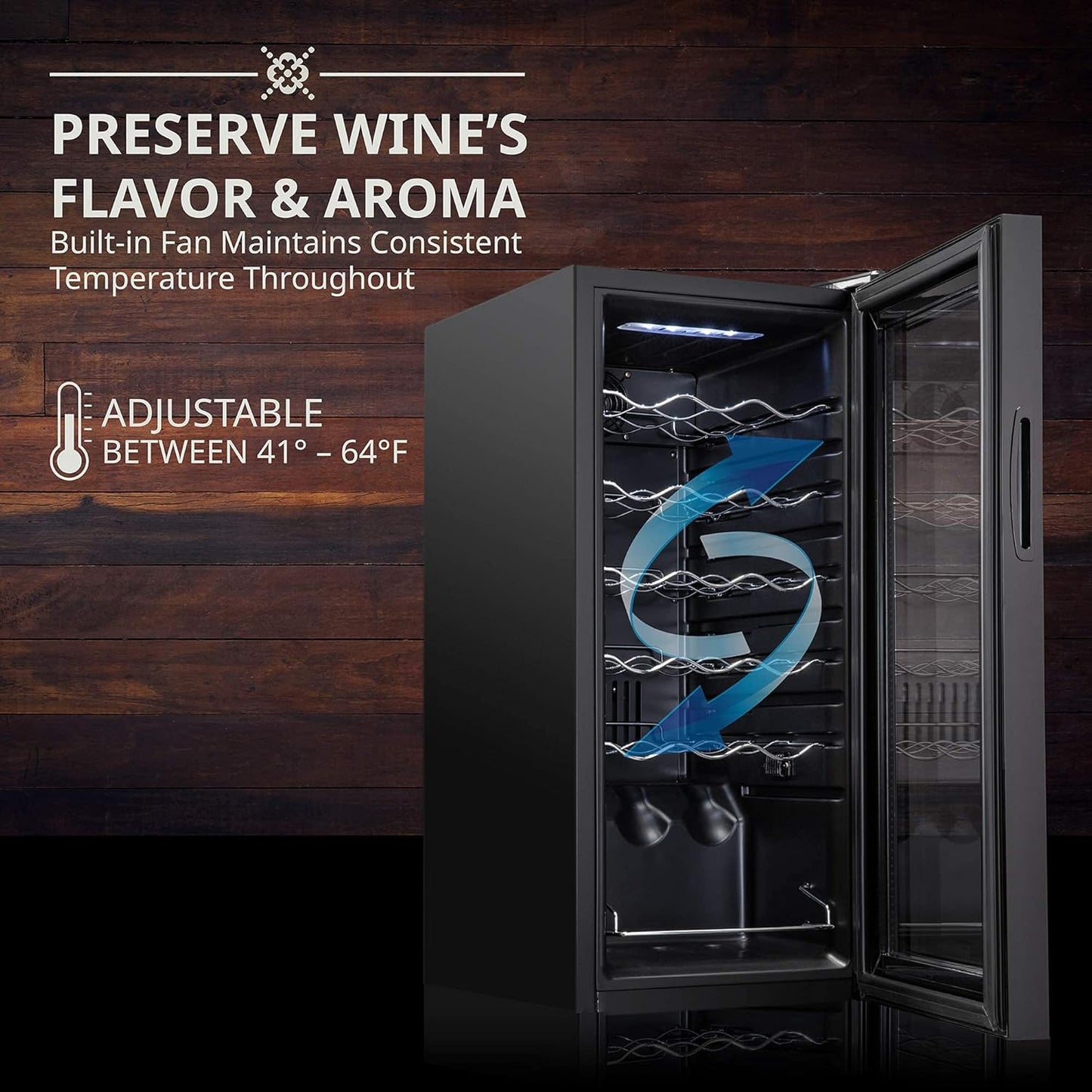 Ivation 18 Bottle Compressor Wine Cooler Refrigerator with Wi-Fi Smart App Control Cooling System | Large Freestanding Wine Cellar Fridge For Red White Champagne or Sparkling, Black Glass Door & Lock