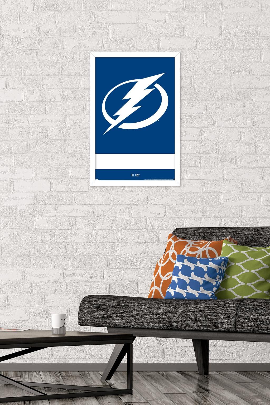 Trends International NHL Tampa Bay Lightning - Logo 21 Wall Poster, 14.725" x 22.375", White Framed Version