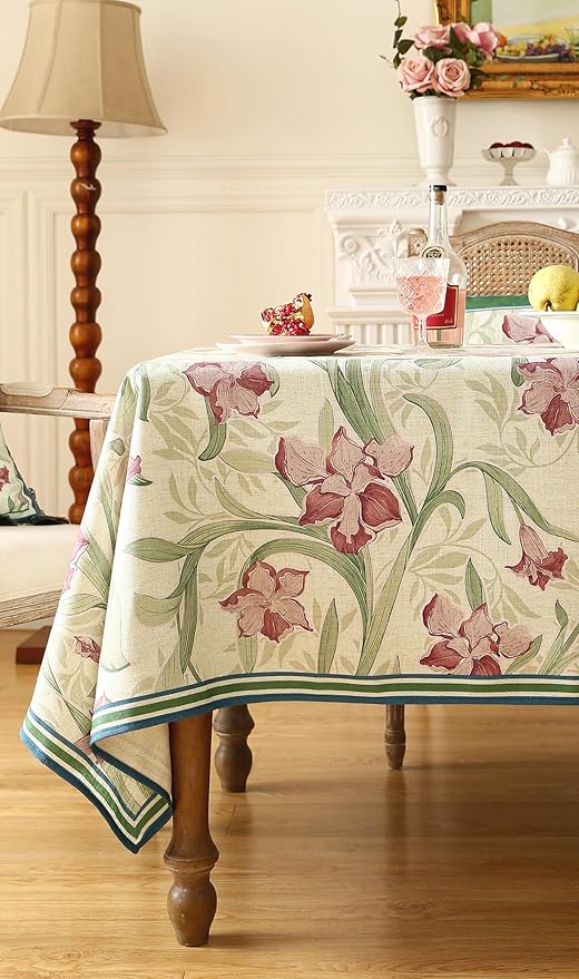 patdrea Designer French Green Small Tablecloth for Square Table,Elegant Violets Pattern Tablecloths,Table Cover Cloth Fall Decor for Kitchen Dining Christmas,Thanksgiving,55"x55"-Tara a