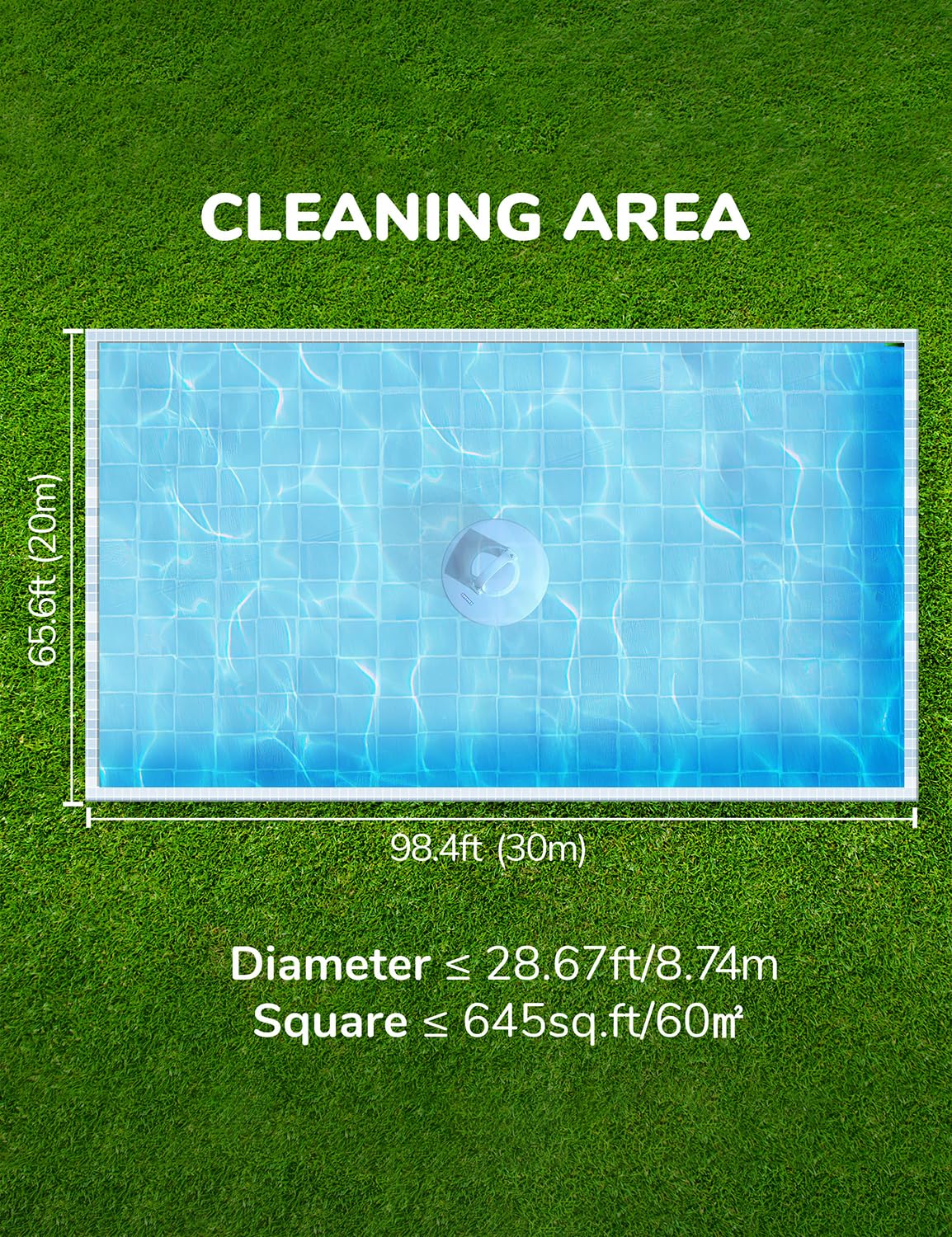 Borcolo Robotic Pool Cleaner, Pool Vacuum for Above Pools with Dual-Drive Motors, Self-Parking Technology for Above-Ground Flat Pools up to 645sq.ft (Lasts 90 Mins)