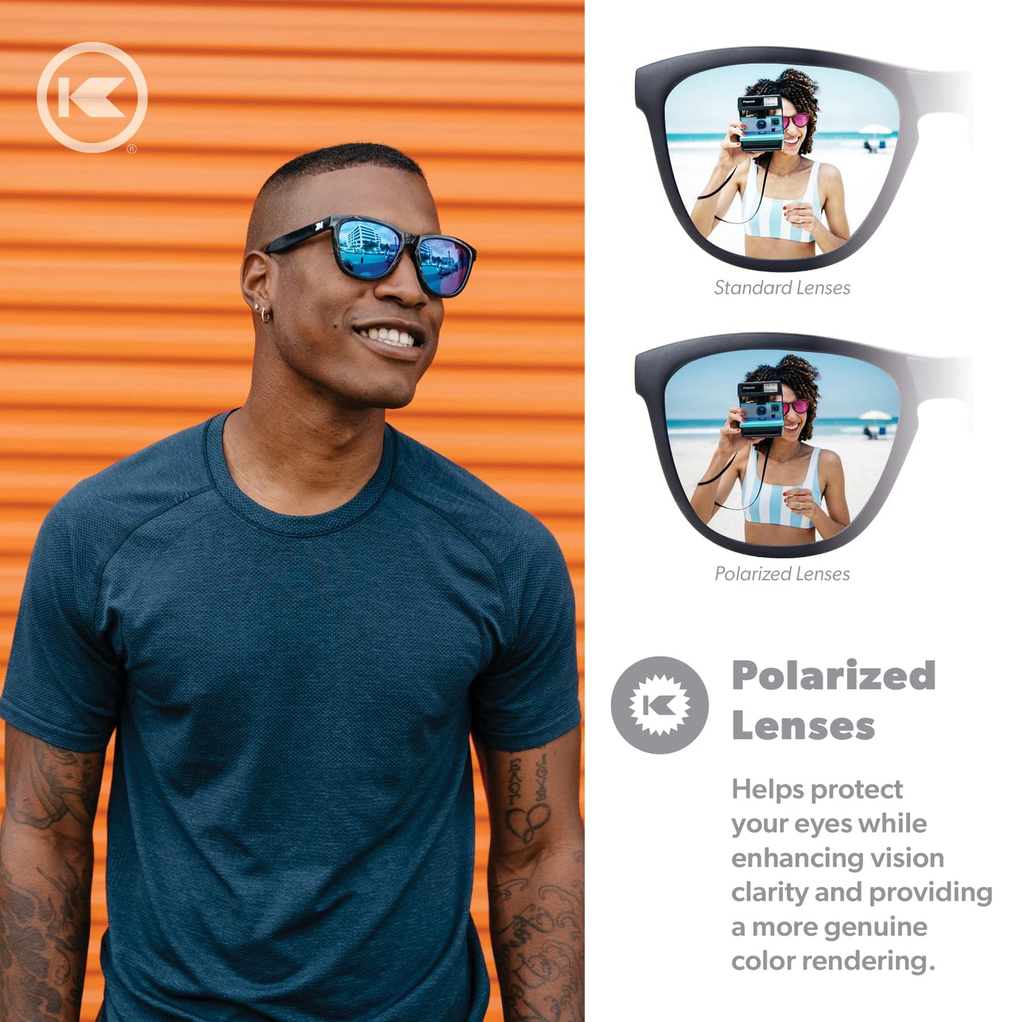 Knockaround Premiums Sport - Polarized Running Sunglasses for Women & Men - Impact Resistant Lenses & Full UV400 Protection, Jelly Black Frame/Blue Moonshine Lenses