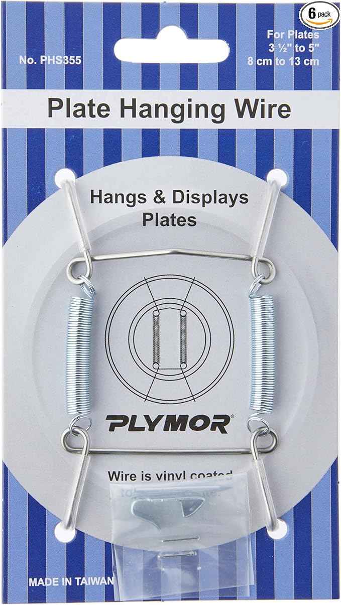 Plymor Stainless Steel Wall Mountable Plate Hanger, 3.125" H x 1.75" W x 0.5" D (For Plates 3.5" - 5"), Pack of 6