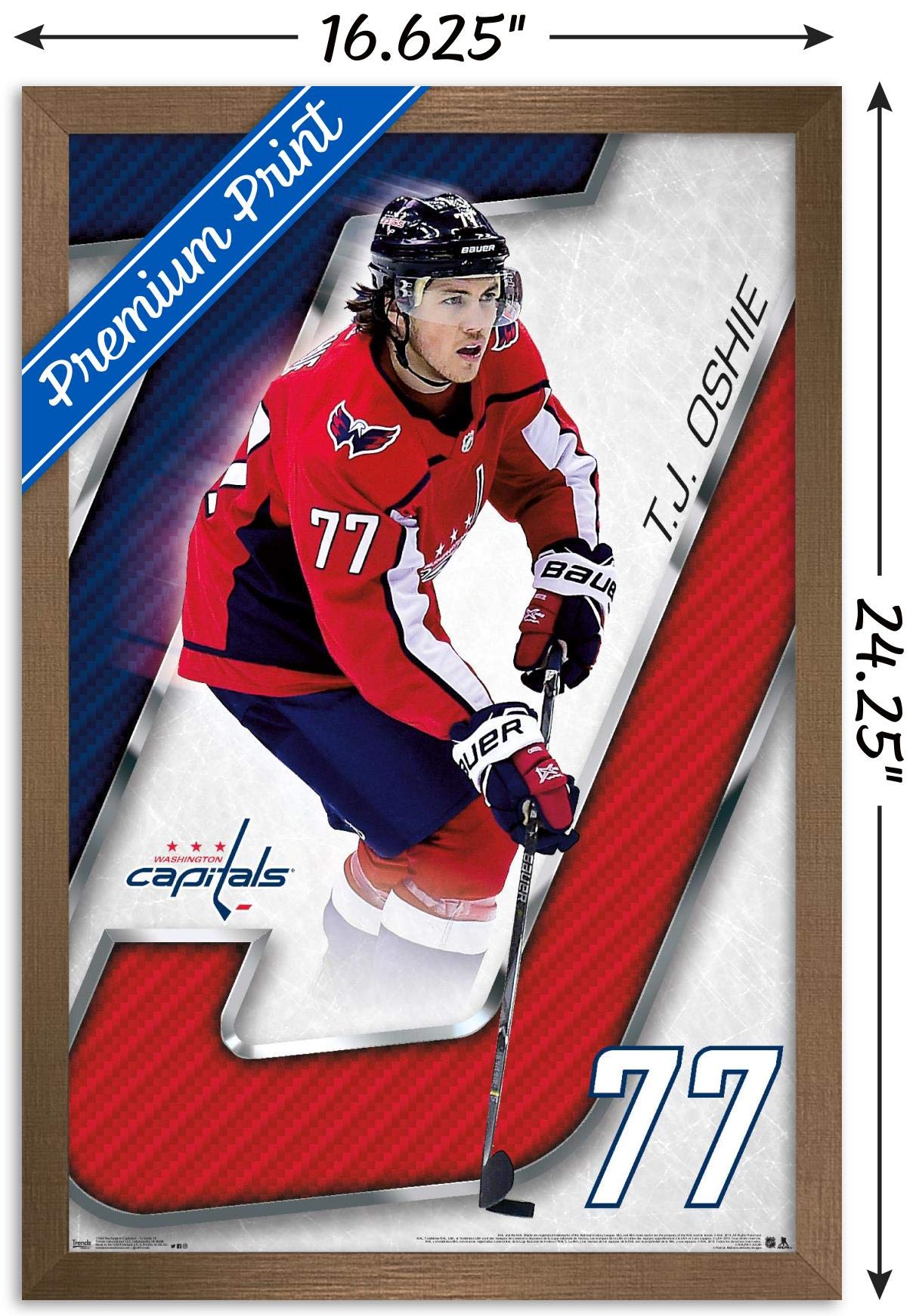 Trends International NHL Washington Capitals - T. J. Oshie 18 Wall Poster, 14.725" x 22.375", Bronze Framed Version