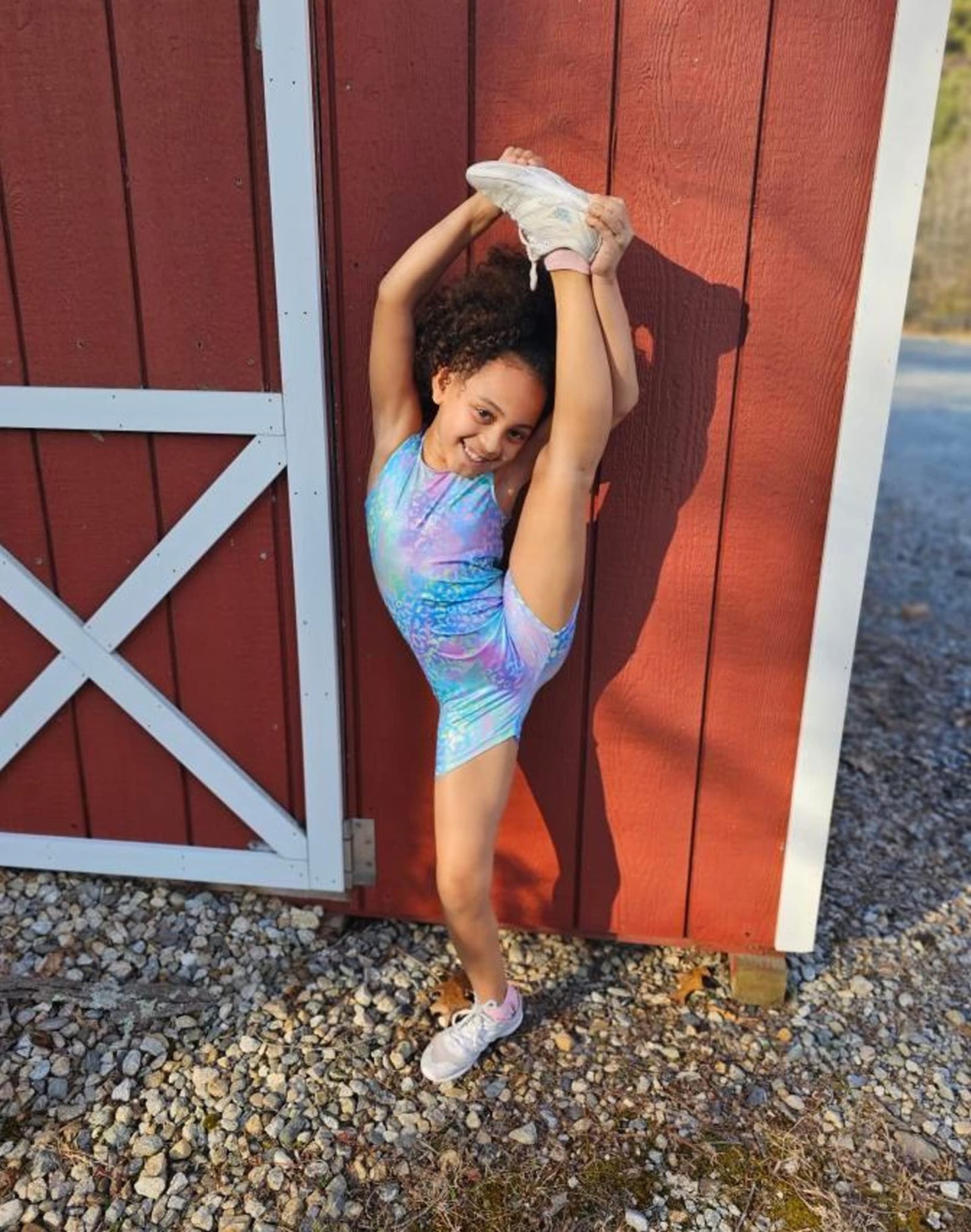 Domusgo Gymnastics Leotards for Girls Size 6-7 Years Old Sparkly Sleeveless Colorful Green Purple Leopard Print Tank