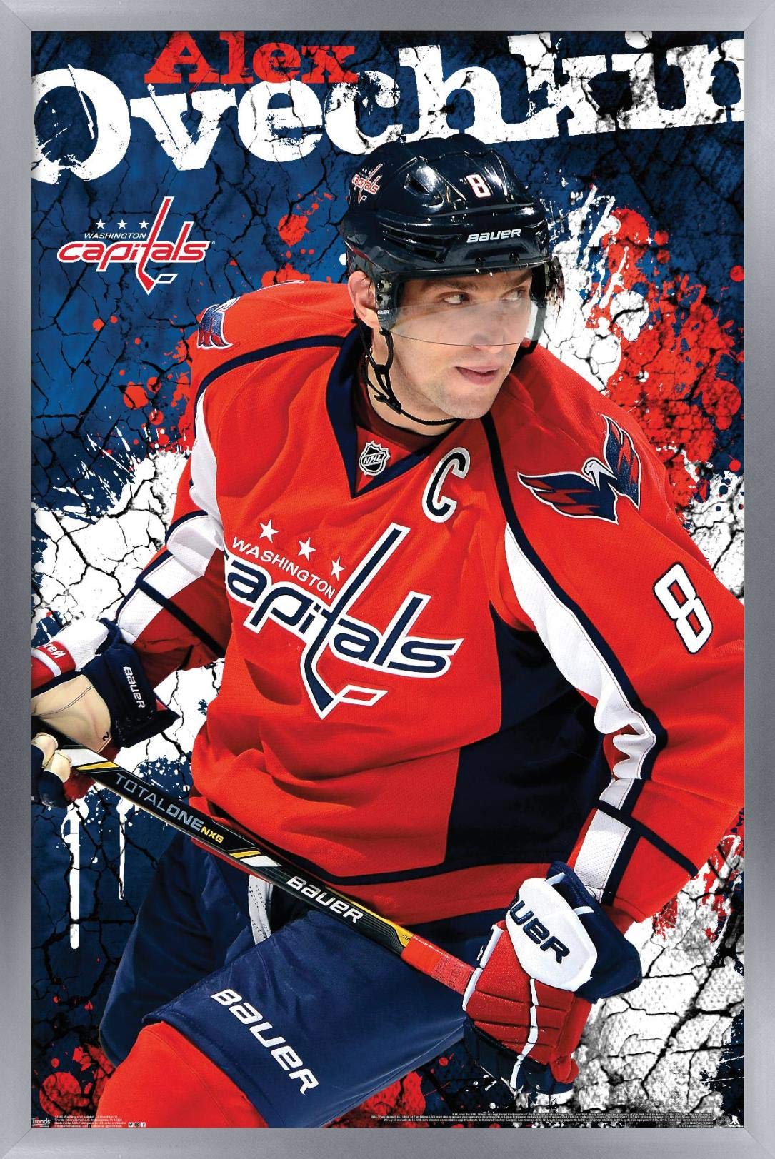 Trends International NHL Washington Capitals - Alex Ovechkin 13 Wall Poster, 14.725" x 22.375", Silver Framed Version