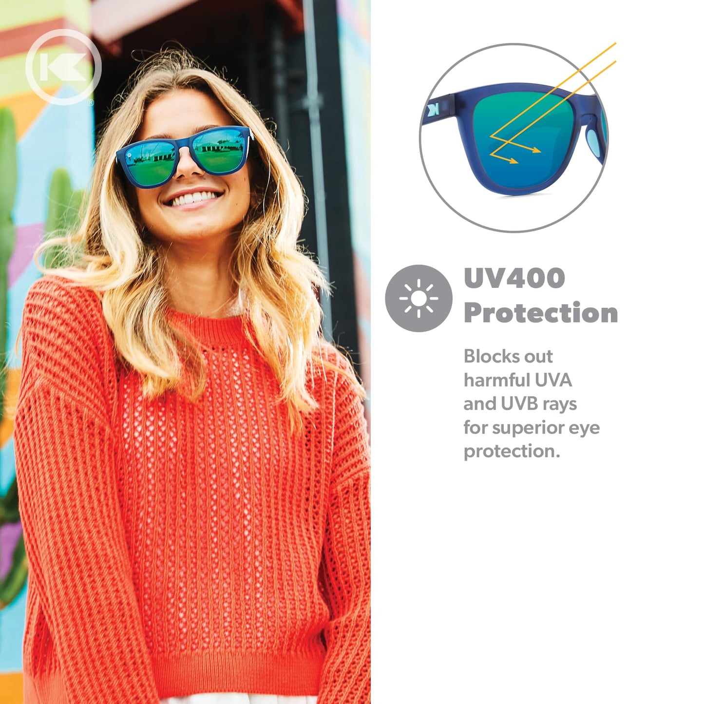 Knockaround Premiums Sport - Polarized Running Sunglasses for Women & Men - Impact Resistant Lenses & Full UV400 Protection, Rubberized Navy/Mint