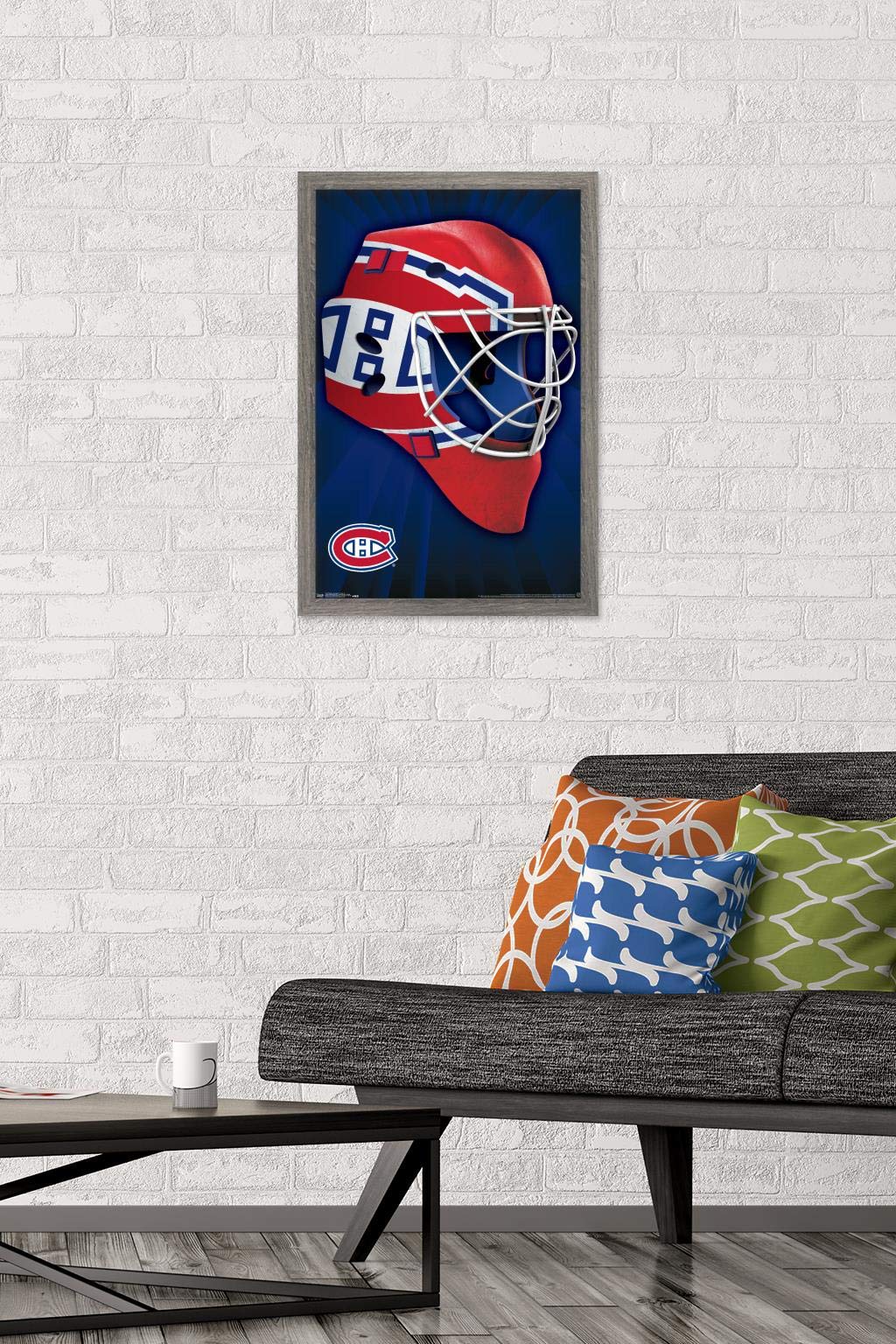 Trends International NHL Montreal Canadiens - Mask 16 Wall Poster, 14.725" x 22.375", Barnwood Framed Version