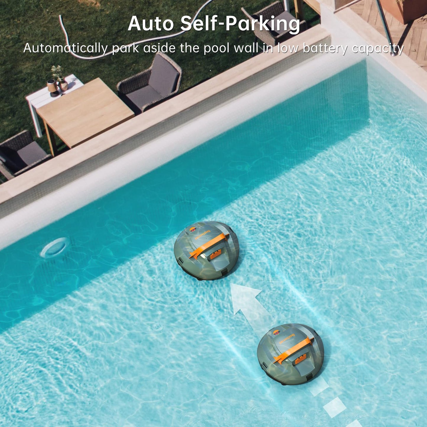CoasTeering Pool Vacuum Robot with Brushes (2 Pack), Cordless Robotic Pool Cleaner with 100 Mins Runtime, Powerful Suction, Fast Charging, Self-Parking, Ideal for Above Ground Pools