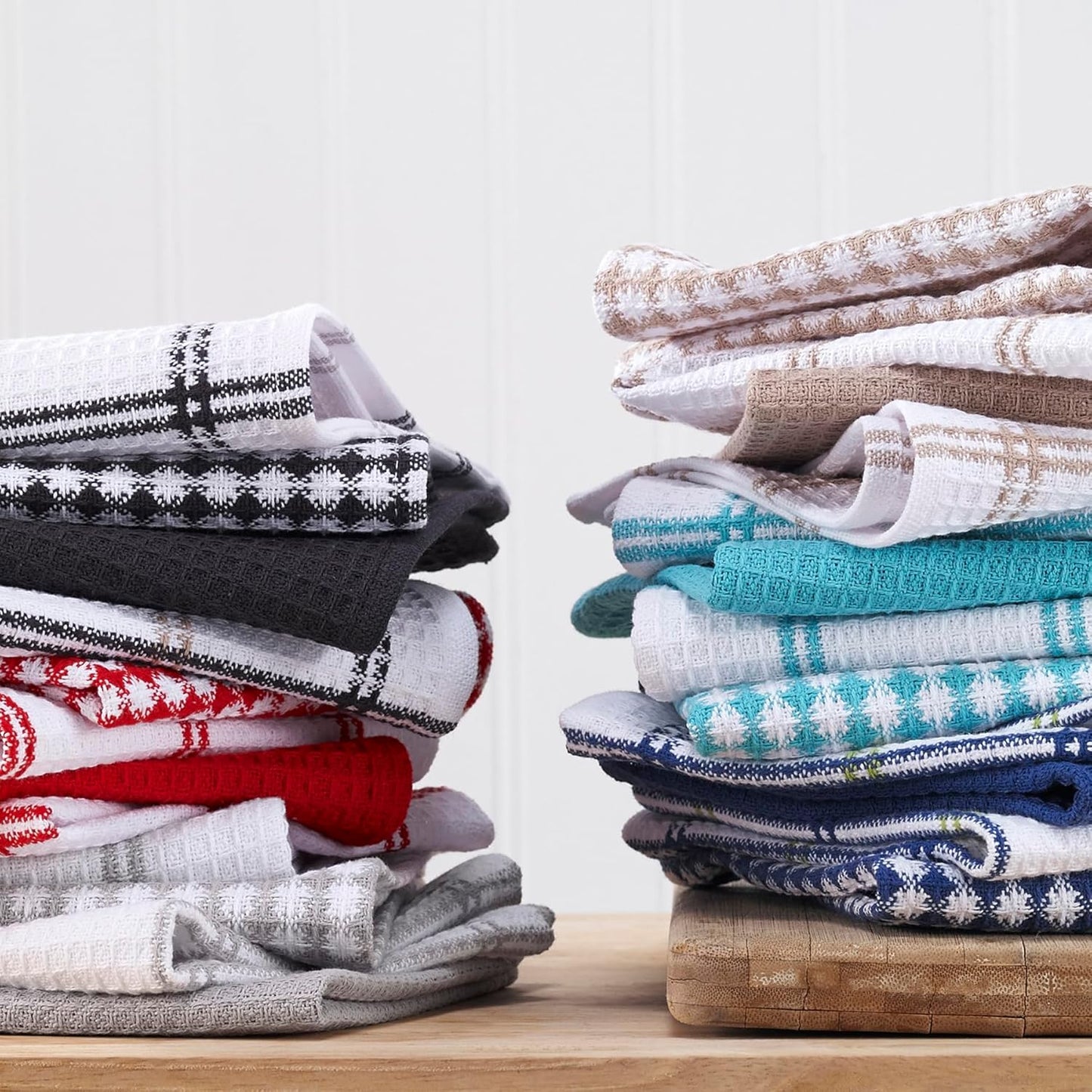 T-fal Premium Waffle Dish Cloths: Highly Absorbent, Super Soft Long Lasting - 100% Cotton, 12"x13" Towel for Cleaning & Drying, (12-Pack), Sand