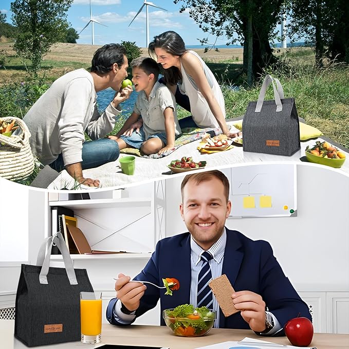 VZZNN 24 Pack Lunch Bags Bulk,Insulated Reusable Lunch Bags with Aluminum for Women Men,Leakproof Tote Large Lunch Box for Office,Work,Beach or Travel,Multicolor