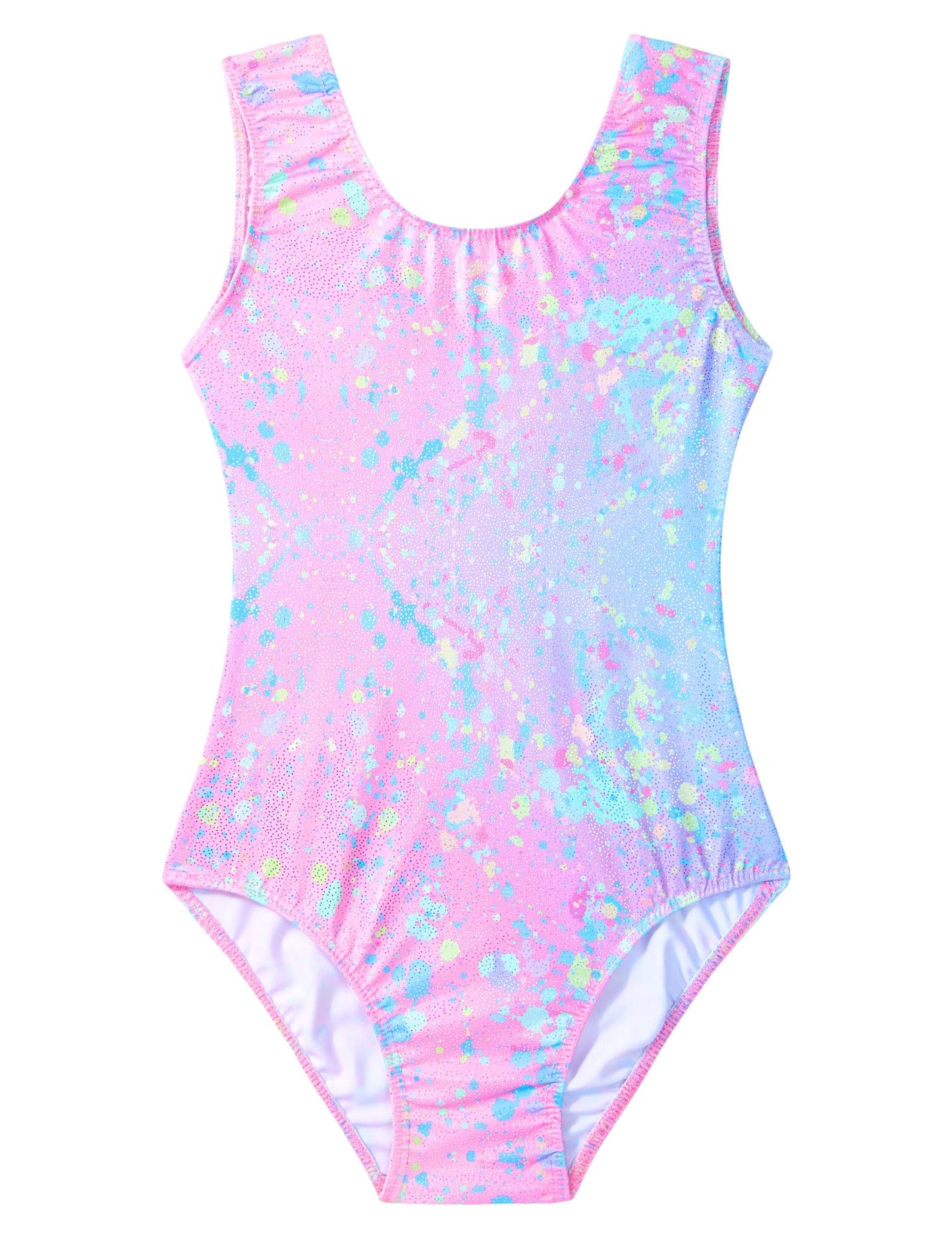 Domusgo Gymnastics Leotards for Girls 6-7 Years Old Colorful Dot Sparkly One Piece Tumbling Outfits