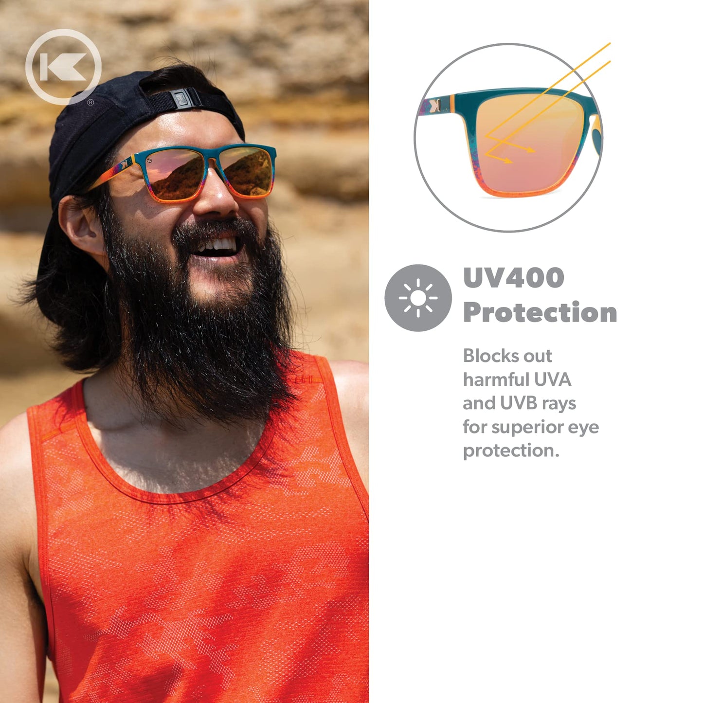 Knockaround Fast Lanes Sport - Polarized Running Sunglasses for Women & Men - Impact Resistant Lenses & Full UV400 Protection, Desert