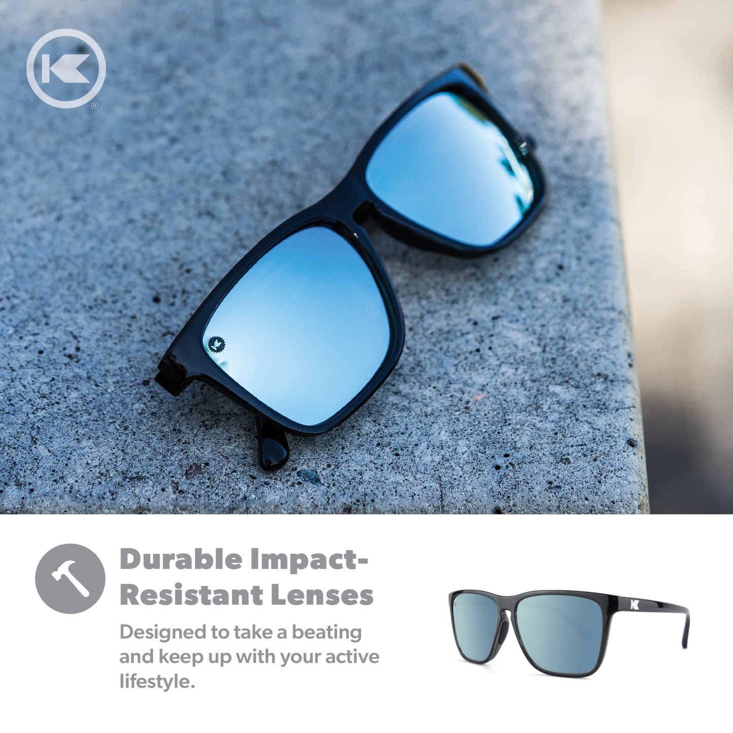 Knockaround Fast Lanes Sport - Polarized Sunglasses For Running & Fitness (Jelly Black Frame/Sky Blue Lenses)