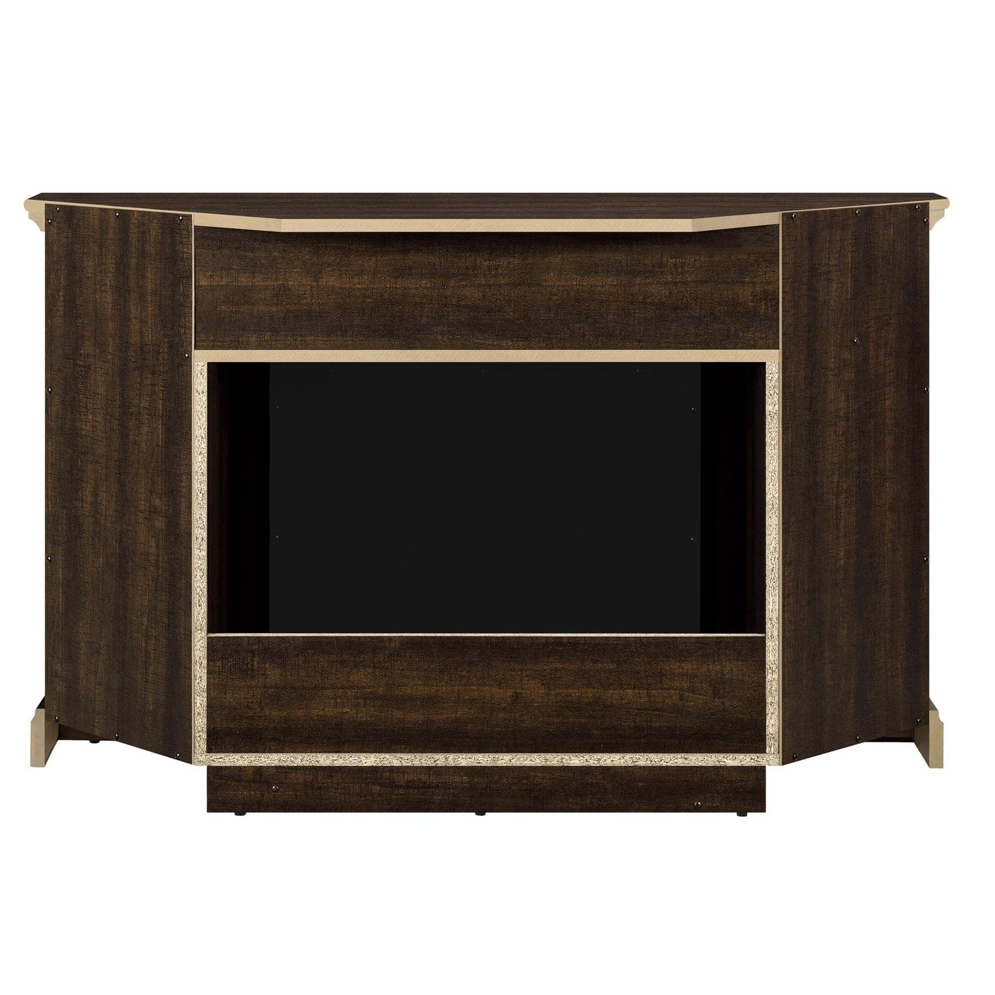Ameriwood Home Overland Corner Fireplace TV Stand for TVs up to 50 Inch, Replaceable Electric Fireplace Insert Heater, Remote Control, Timer, Realistic Log and Flame Effect, Espresso