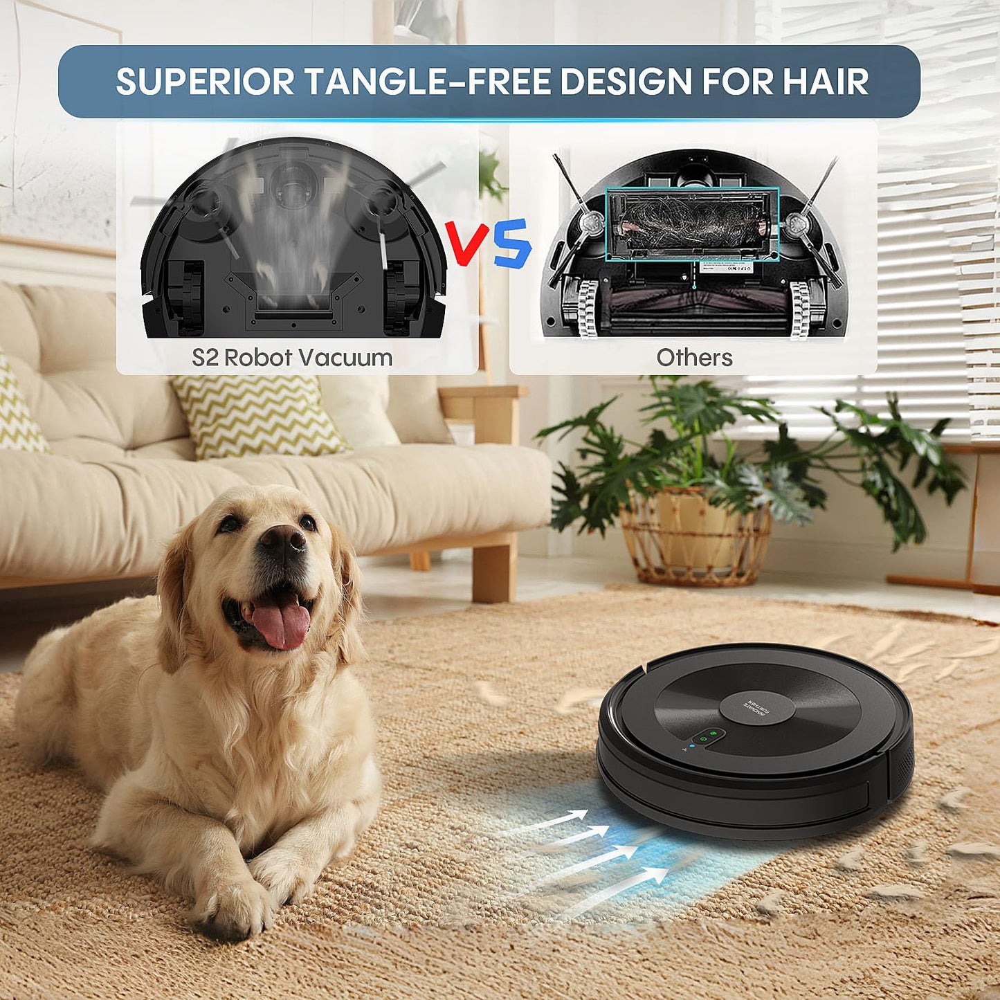AZQQ Robot Vacuum and Mop Combo: 2-in-1 Robot Vacuum Cleaner 2500Pa Strong Suction & Tangle-Free & Alexa/APP Control & Self-Charging, Schedule Cleaning Robotic Vacuum for Pet Hair, Hard Floor, Carpet