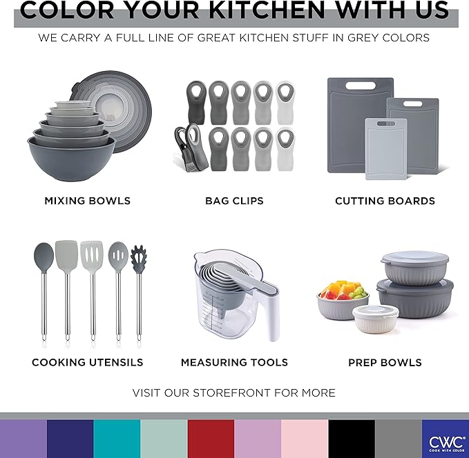 COOK WITH COLOR Stainless Steel Silicone Tipped Kitchen & BBQ Tongs Set, 2 Pc Tongs, Grey