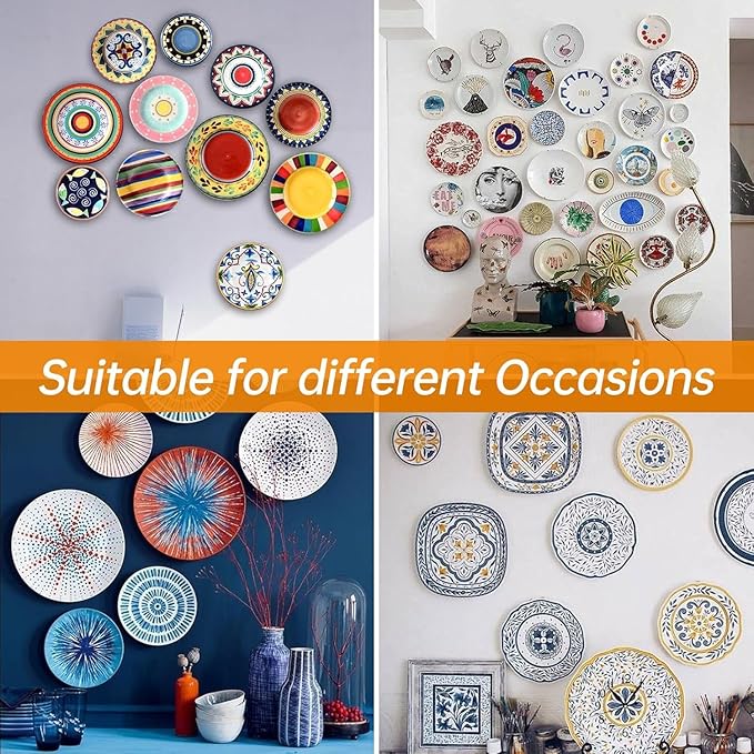 Plate Hangers for The Wall, Suitable for 16-20 inch Decorative Plate, Stainless Steel Wire Plate Holder with Wall Hooks and Rubber tip Protectors, Plate Hangers for Displaying Plates, Platter, Black