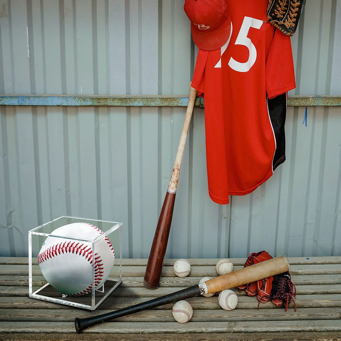 2 Pack Baseball Display Case UV Protected Acrylic Clear Baseball Holder Square Cube Ball Protector Memorabilia Autograph Display Box for Official Size Baseball