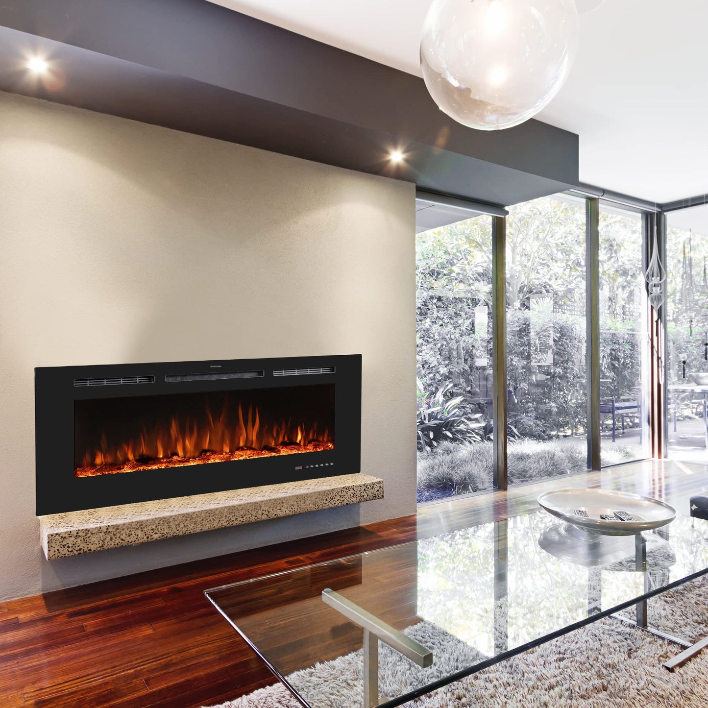 36'' Smart Electric Fireplace Inserts, Recessed & Wall Mount Electric Heater and Linear Fireplace with APP& Touch Screen &Remote Control, 62-99°F Temperature, Hard Wired & Plug in