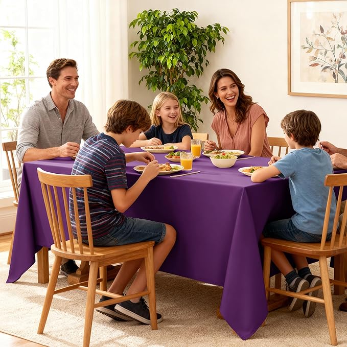 10-Pack Purple Tablecloths for Rectangle Tables, 60 x 102 Inches, Stain-Resistant Polyester Fabric for 6 Foot Tables - Washable Table Covers for Weddings, Banquets, Birthday Parties, Events