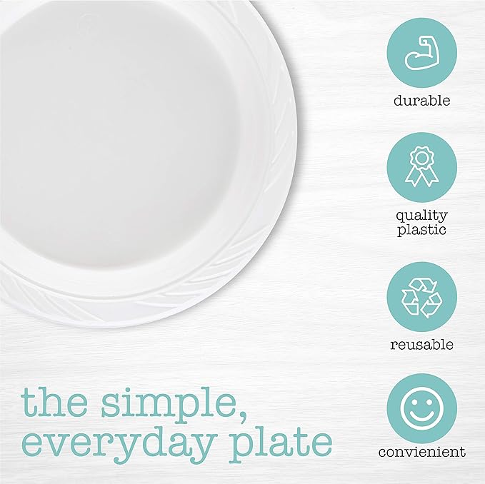 PLASTICPRO 200 Count Disposable 7 Inch White Plastic Plates