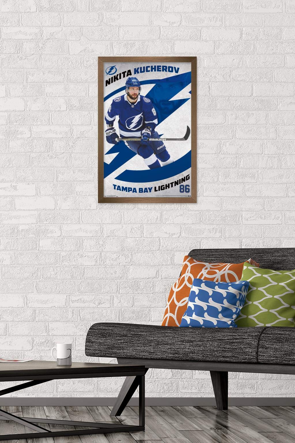 Trends International NHL Tampa Bay Lightning - Nikita Kucherov 19 Wall Poster, 14.725" x 22.375", Bronze Framed Version