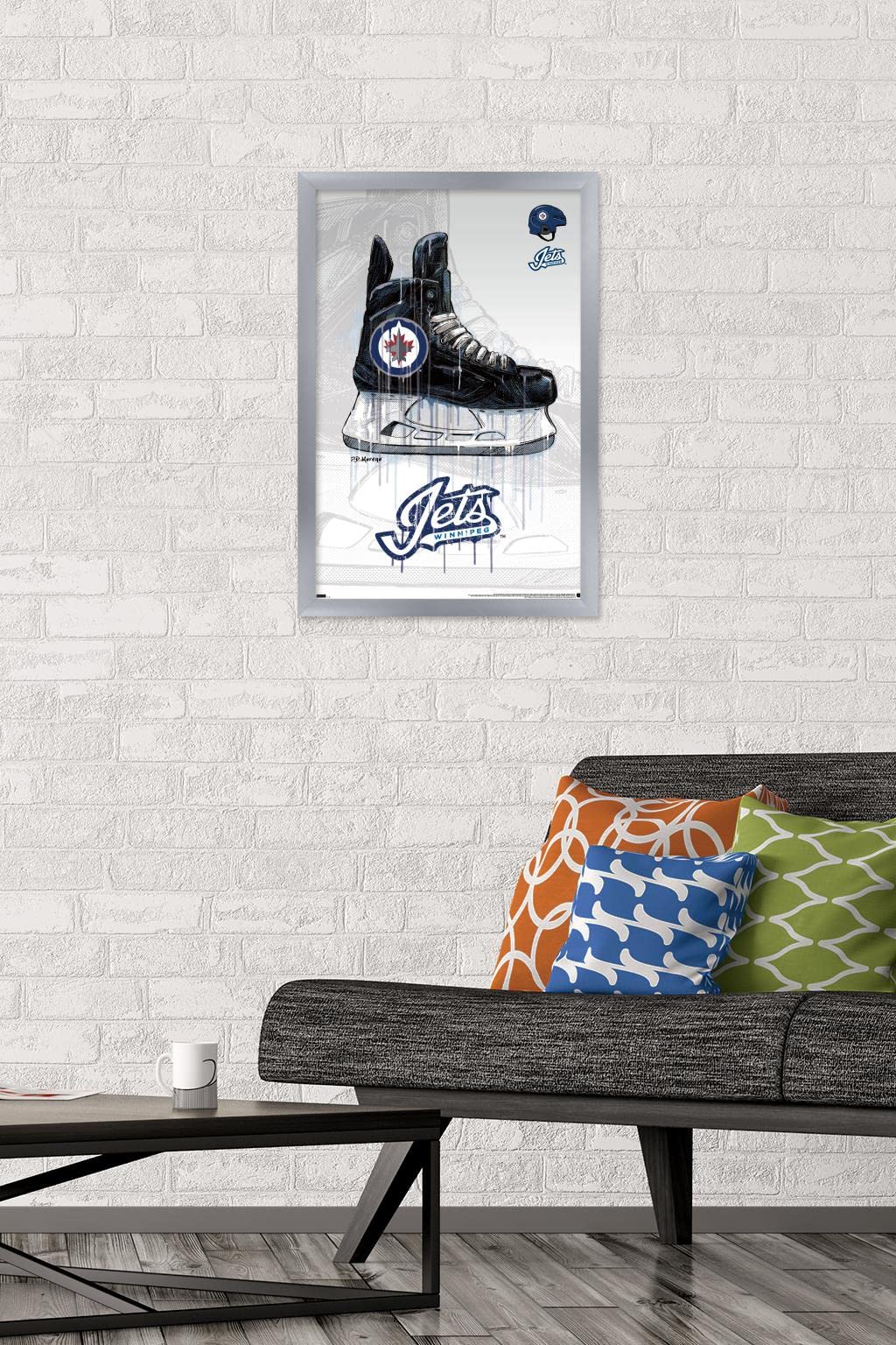 Trends International NHL Winnipeg Jets - Drip Skate 21 Wall Poster, 14.725" x 22.375", Silver Framed Version