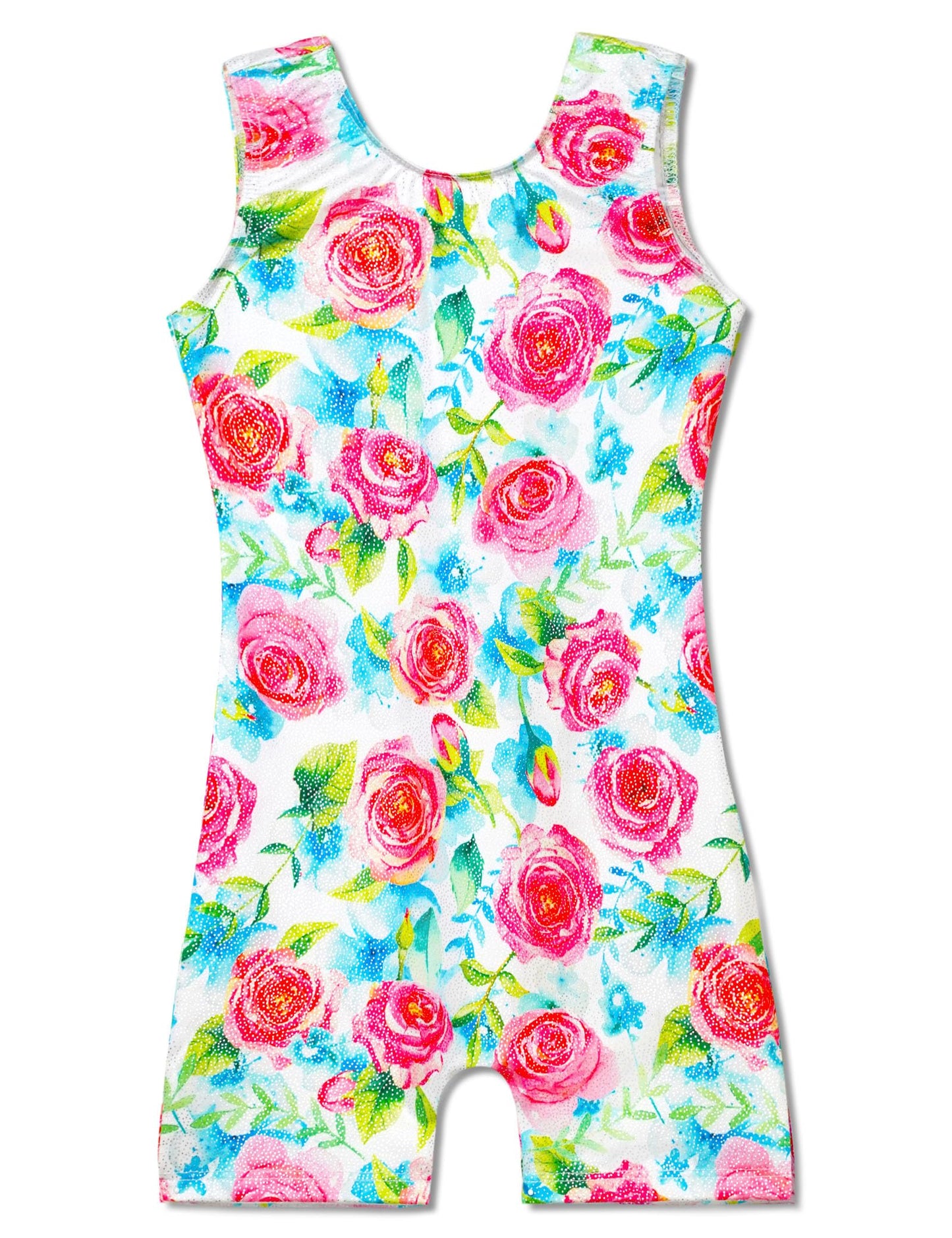 Domusgo Gymnastics Leotards for Girls 5-6 Years Old Kids Stretchy Pink Rose Tank Leos Sparkly Biketards