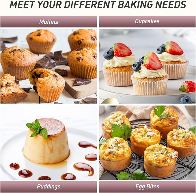 24 Cups Silicone Muffin Pan with Metal Reinforced Frame Cupcake Tray Egg Mold for Kitchen 2025 First Apartment Essentials New Home Must Haves Things House Warming Decor Housewarming Hostess Host Gifts