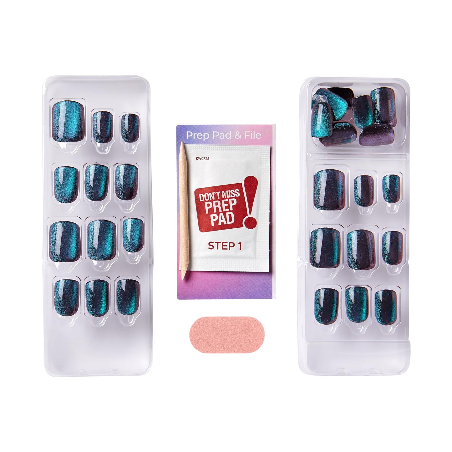 KISS imPRESS No Glue Mani Press-On Nails, Color FX, 'Better Things', Dark Green, Short Size, Squoval Shape, Includes 30 Nails, Prep Pad, Instructions Sheet, 1 Manicure Stick, 1 Mini File