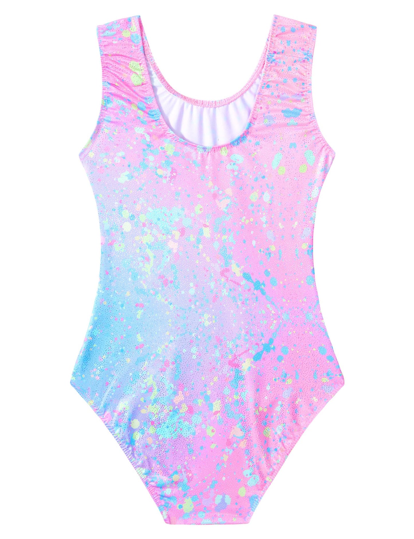 Domusgo Gymnastics Leotards for Girls 6-7 Years Old Colorful Dot Sparkly One Piece Tumbling Outfits