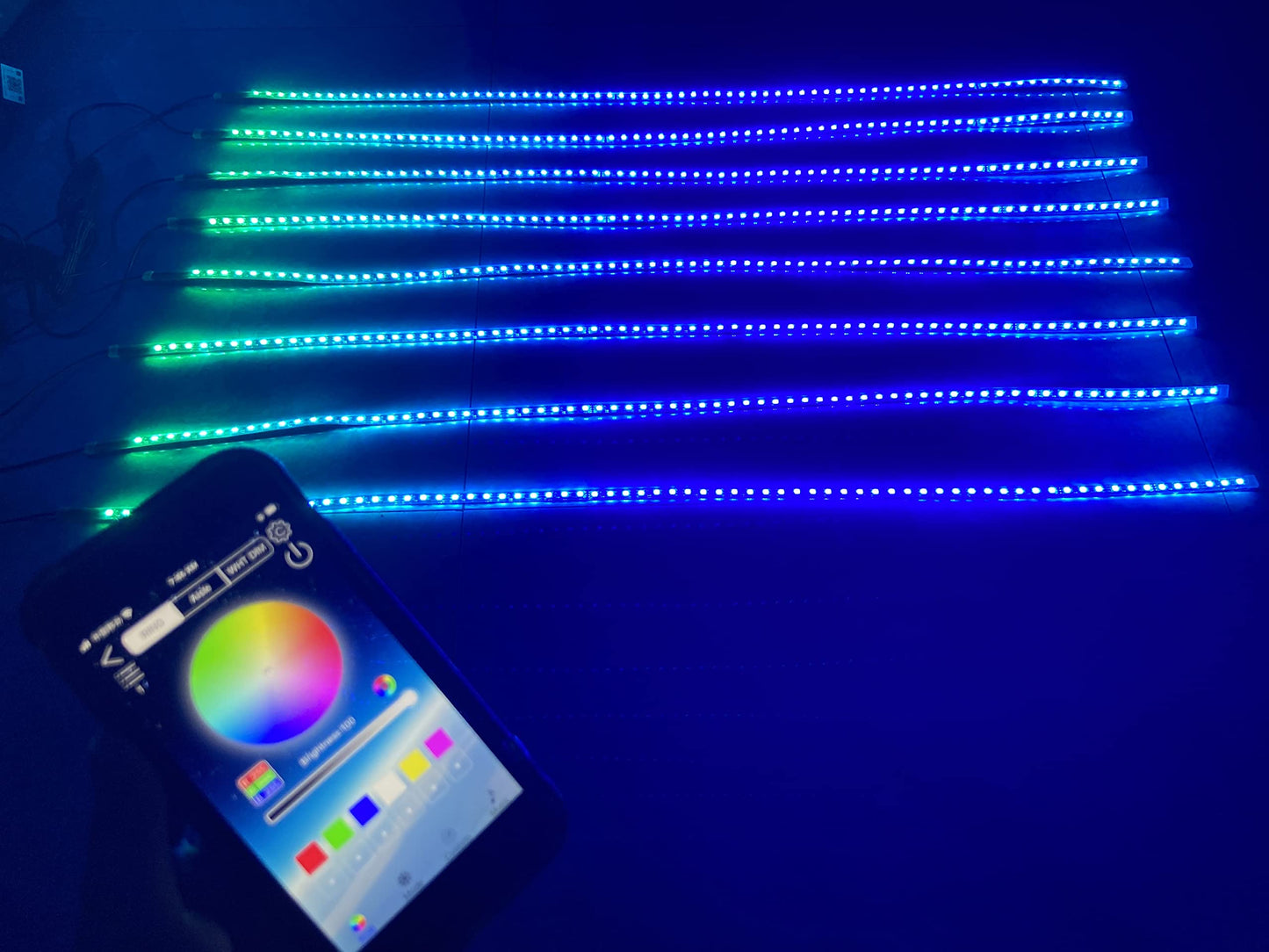 8PCS 6.5FT 2Meters 78" Dream Color Chasing Flow Series LED Strobe Flash Breath Strips Lights for Polaris Slingshot Golf Cart Ryker Spyder Lighting Kit Underglow Hood Lights Strips Bluetooth + Remote