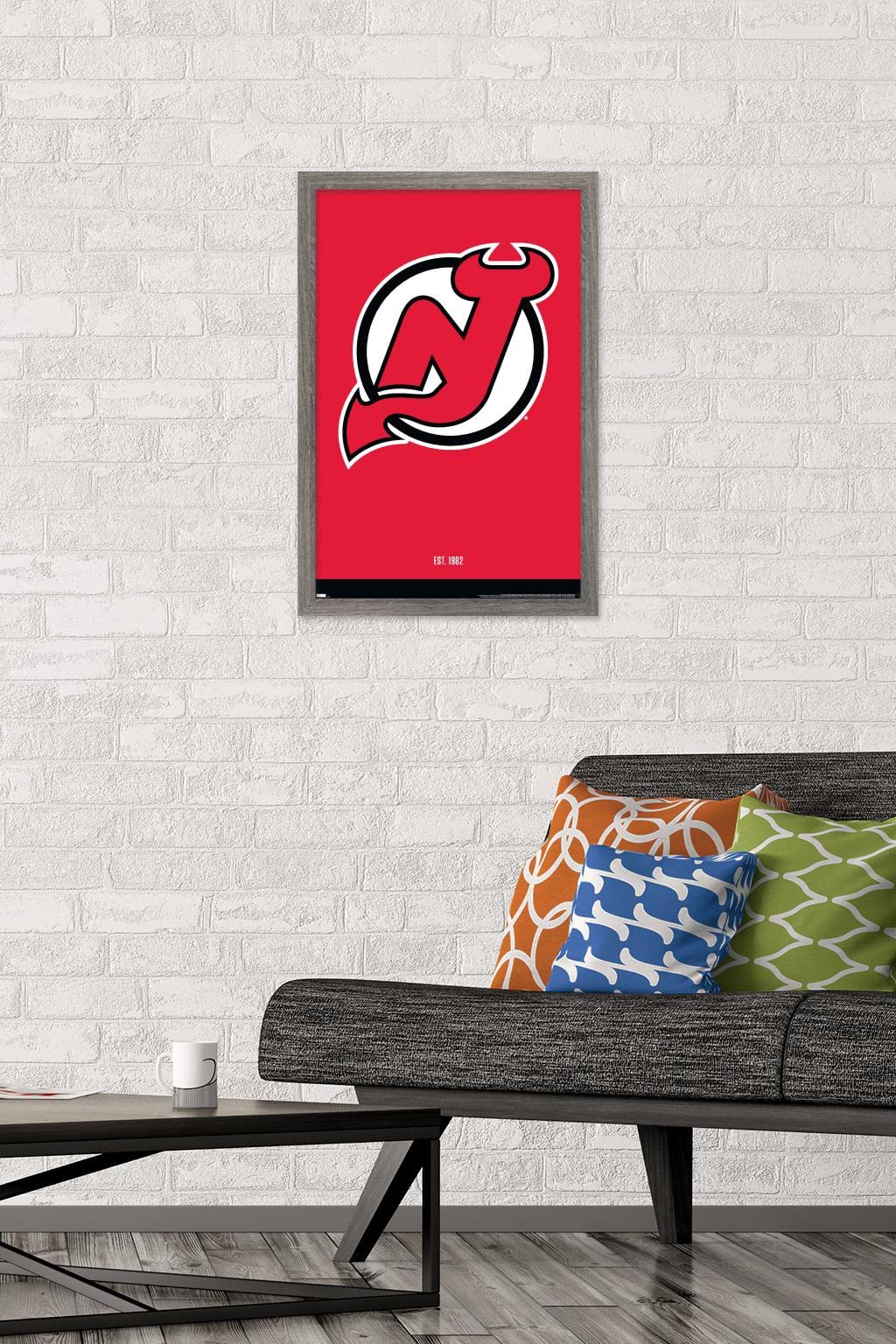 Trends International NHL New Jersey Devils - Logo 21 Wall Poster, 14.725" x 22.375", Barnwood Framed Version
