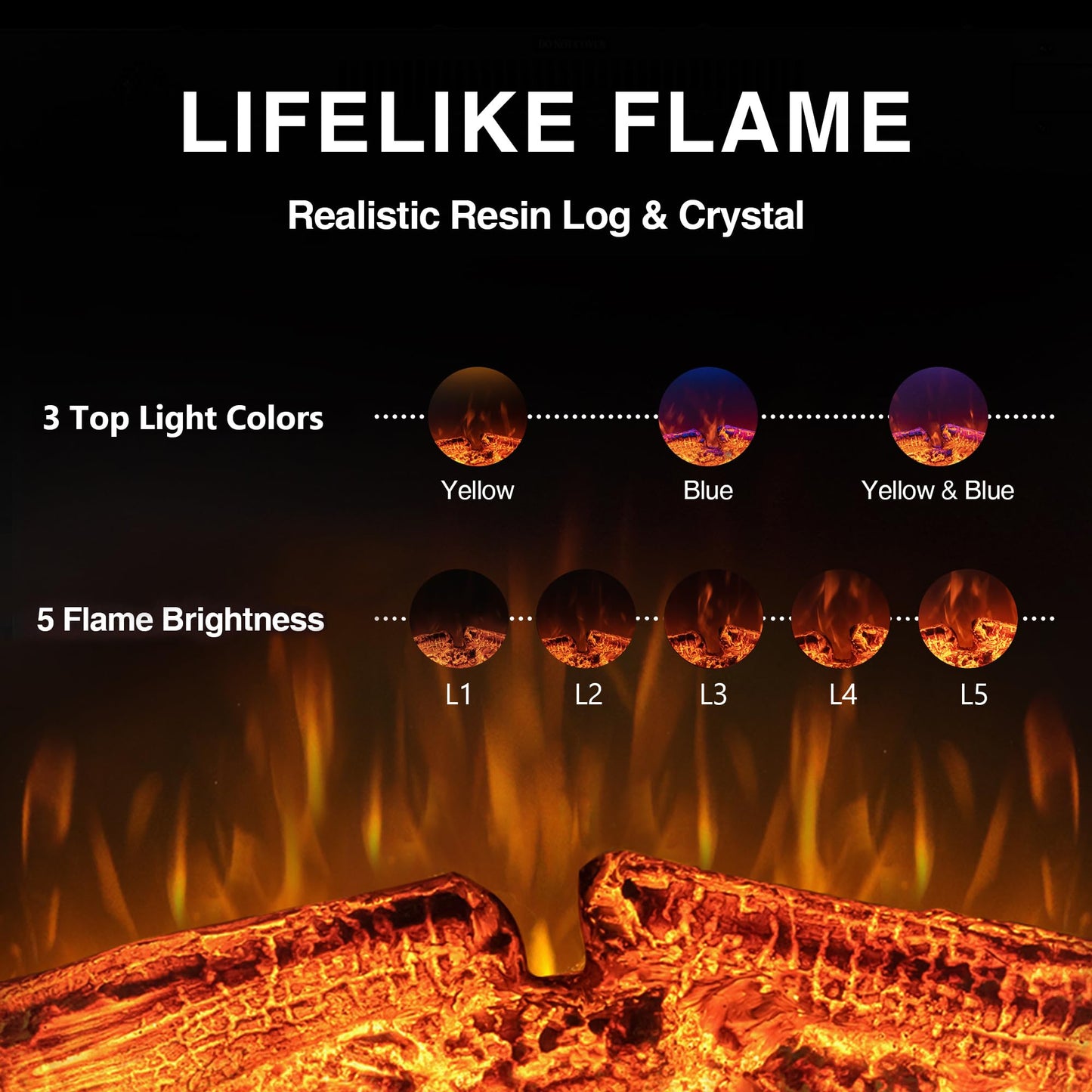 Benrocks 33'' Electric Fireplace Inserts, Recessed & Built in Wall Electric Fireplace Heater with Fire Crackling Sound, Adjustable Top Light & Flame Speed, Overheating Protection, 750/1500W Black