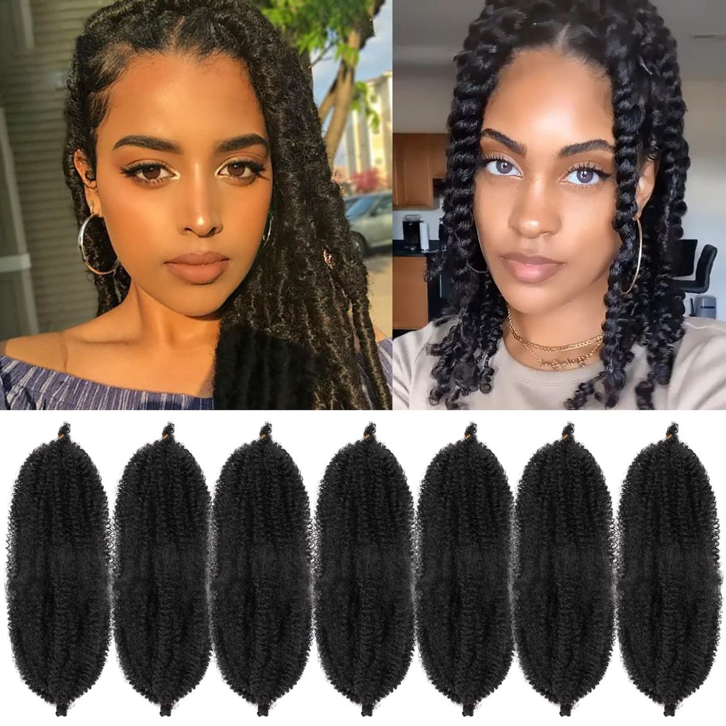 7 Packs Marley Hair 14 Inch Marley Twist Braiding Hair Pre Separated Springy Afro Twist Hair Pre Fluffed Kinky Twist Hair For Br