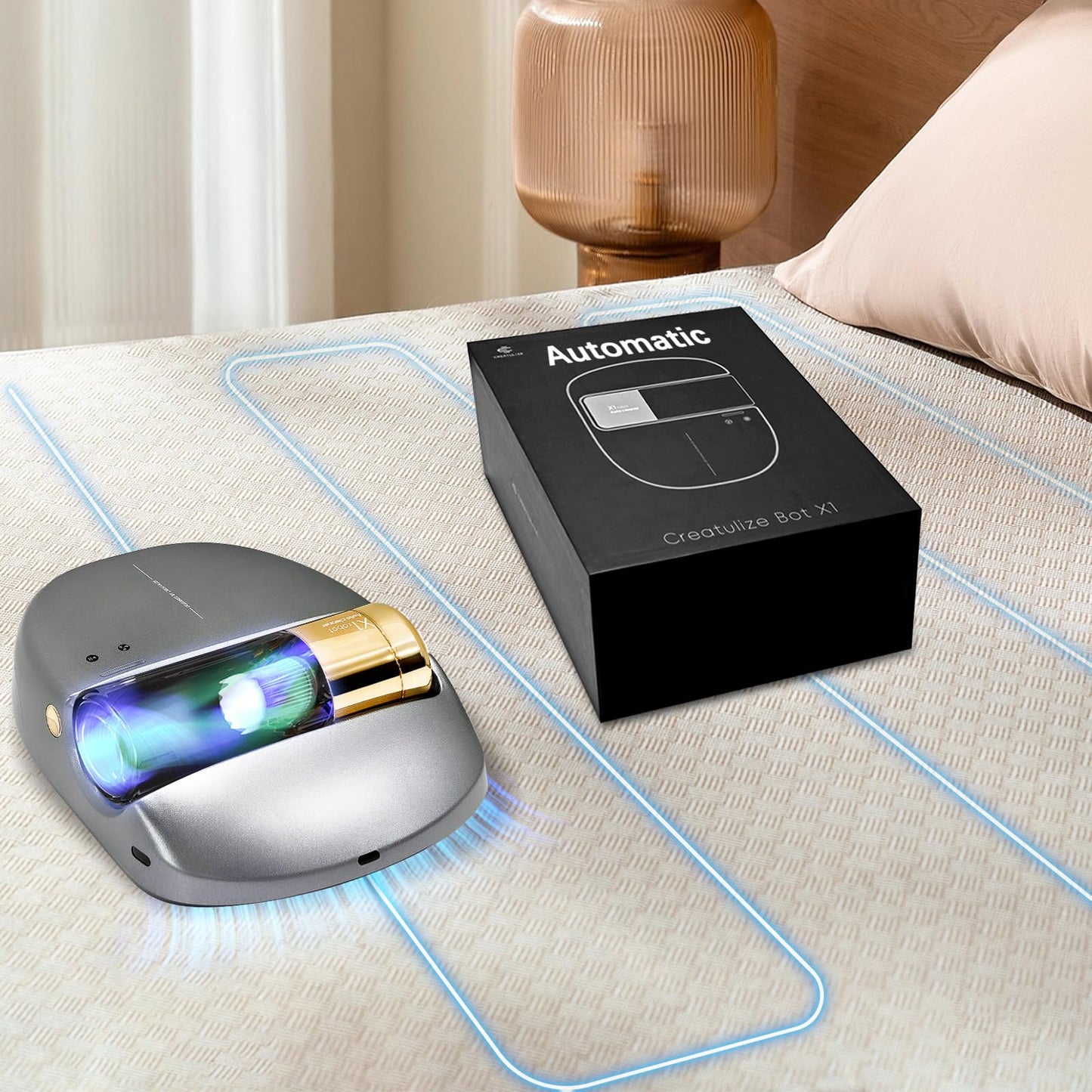 CREATULIZE 3 in 1 Cordless Robot Bed Vacuum Cleaner with 270nm UV Light - Smart Navigation, 14AW Strong Suction & Edge Detection Technology for Mattress, Sofa, Carpet