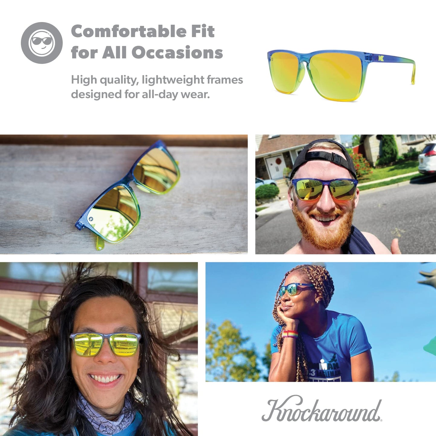 Knockaround Fast Lanes Sport - Polarized Running Sunglasses for Women & Men - Impact Resistant Lenses & Full UV400 Protection, Cool Runnings
