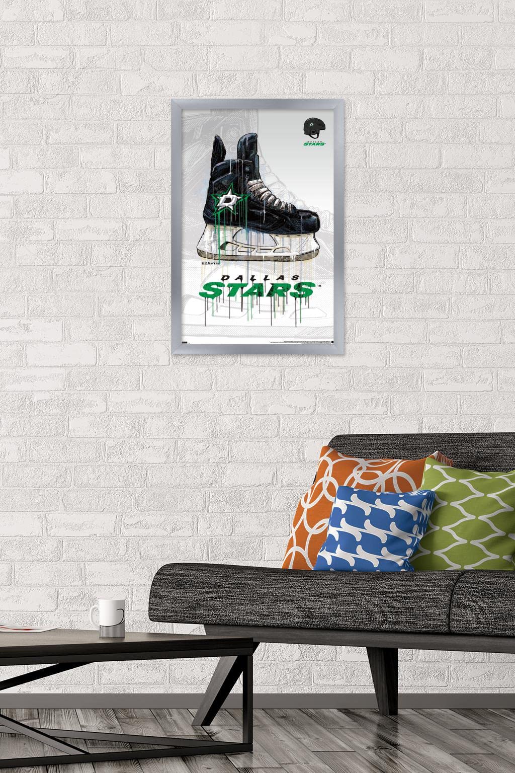 Trends International NHL Dallas Stars - Drip Skate 21 Wall Poster, 14.725" x 22.375", Silver Framed Version