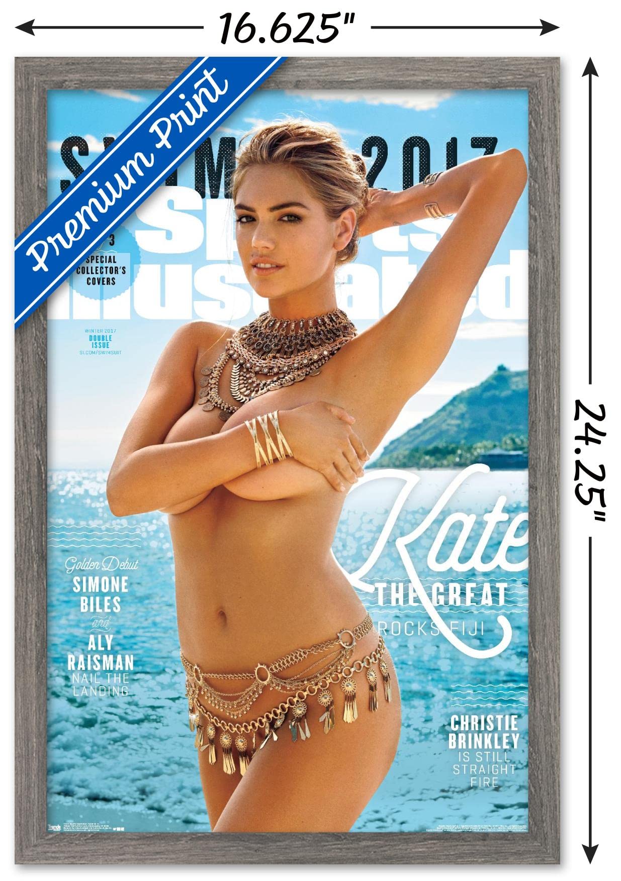 Trends International Sports Illustrated: Swimsuit Edition - Kate Upton Cover 2 17 Wall Poster, 14.725" x 22.375", Barnwood Framed Version