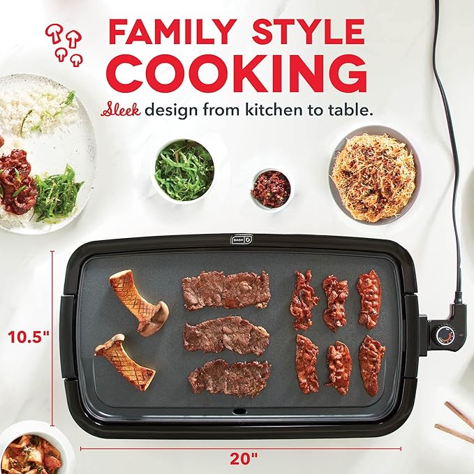 Dash Deluxe Everyday Griddle - Electric Griddle with Removable Plate - Nonstick, Easy-Clean Surface & Anti-Slip Base - Recipe Book Included - Aqua