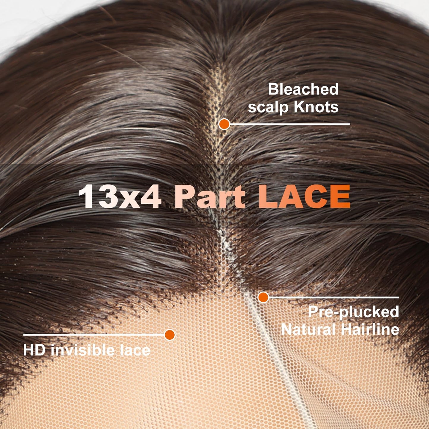 KOME Brown Synthetic Lace Front Wig,13x4 HD Lace Layered Wave Glueless Wigs for Women Daily Use 26IN