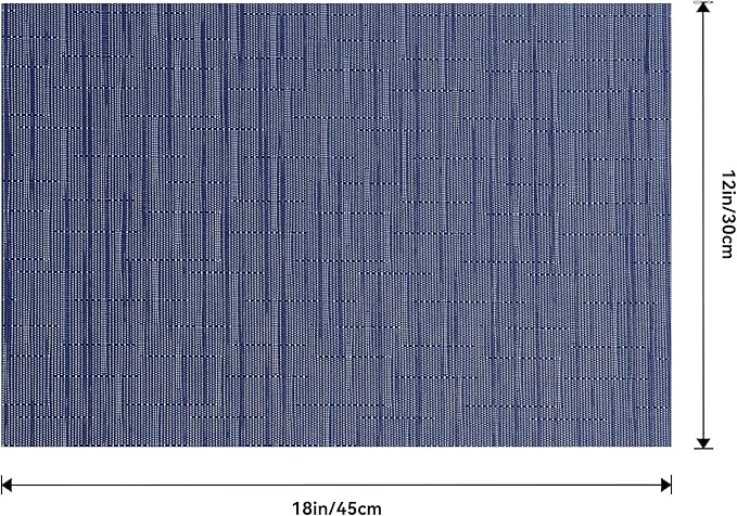 Leetaltree Blue Placemats Set of 12 - Heat Resistant Non-Slip Place mats for Dining Table, Washable Durable PVC Vinyl Woven Table Mats(Blue, 12)