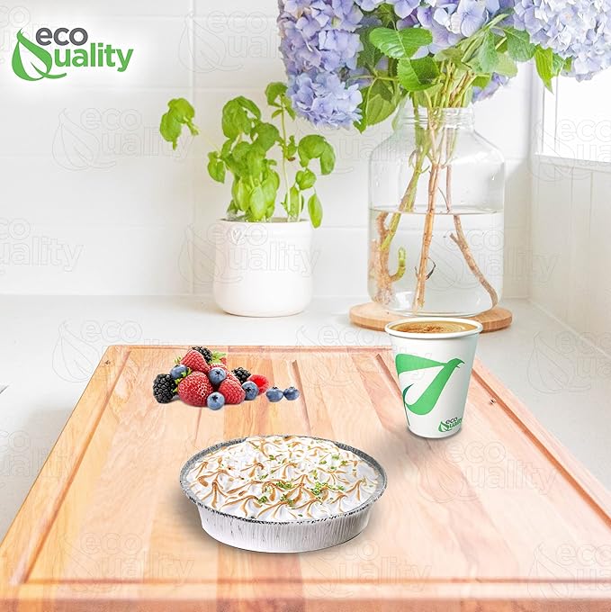EcoQuality 6" Round Aluminum Foil Pans - Disposable Containers with Foldable Walls for Pie Baking, Cooking, Serving, Reheating, and Storing - Freezer and Oven Safe Tart Pan 250 Pack
