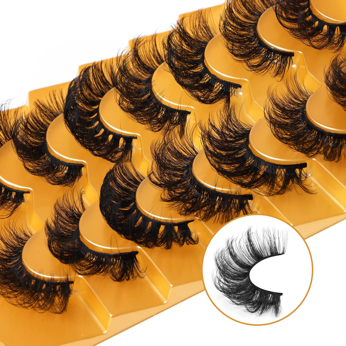 JIMIRE Mink Dramatic Wispy False Eyelashes Fluffy 20MM 6D Volume Crossed Strip D Curl Eye Mixed Lashes Pestañas Thick Soft 7 Styles 7 Pairs Pack