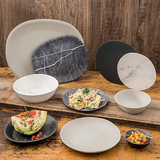 Carlisle FoodService Products Ridge Reusable Plate Rimless Plate for Home and Restaurant, Melamine, 11 Inches, Slate, (Pack of 12)