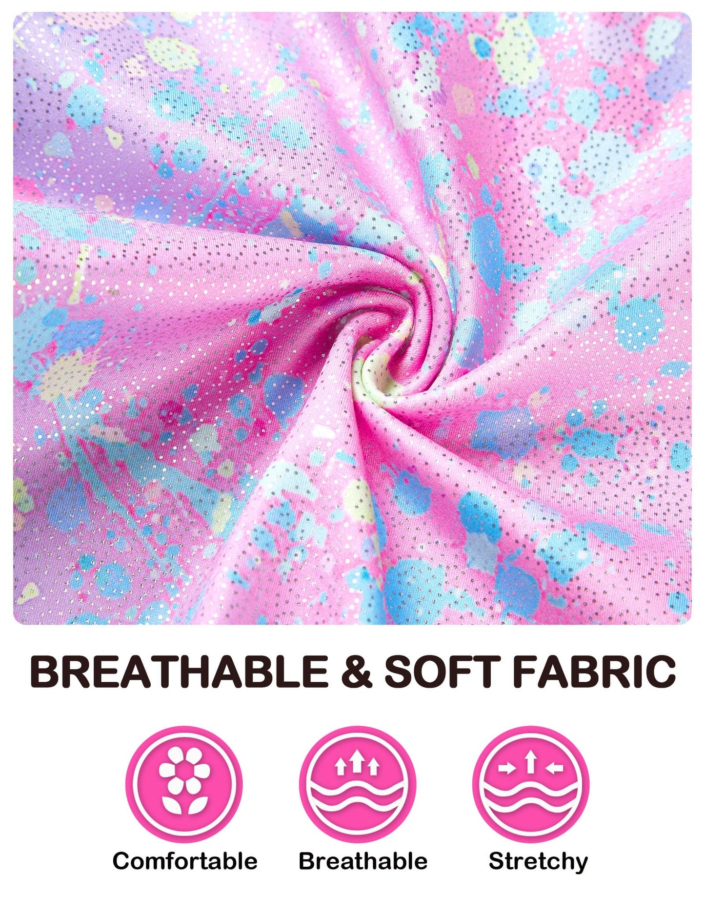 Domusgo Gymnastics Leotards for Girls 6-7 Years Old Colorful Dot Sparkly One Piece Tumbling Outfits